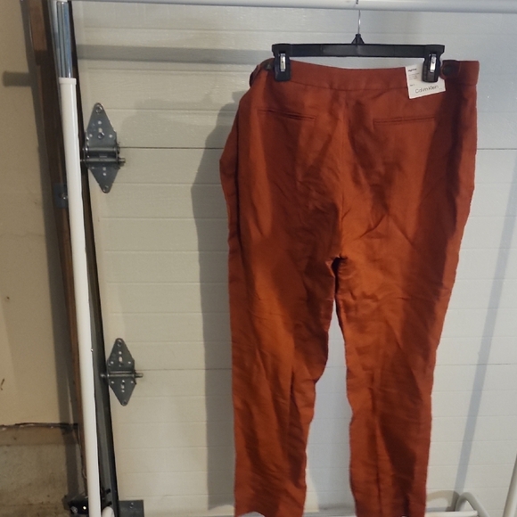 Calvin Klein Highline Dress Pants Size 12 Linen Blend Tapered Leg Ankle - Picture 4 of 6